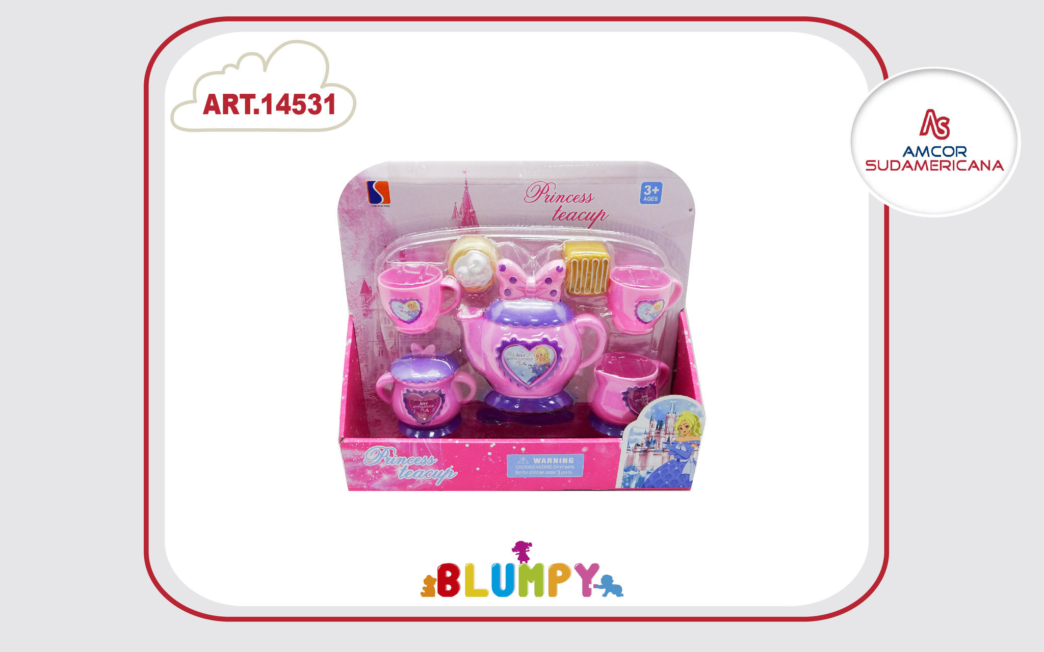 SET DE TÉ PRINCESA MEDIANO CON TAZAS Y TETERA. EN CAJA VISOR
