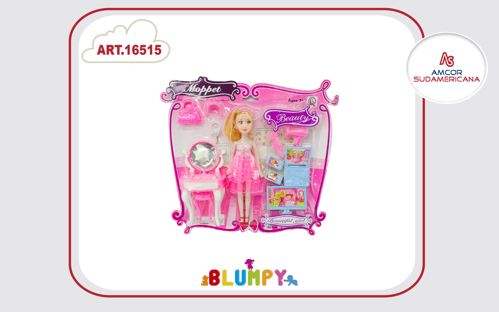 SET MUÑECA FASHION CON MOBILIARIO  Y ACCESORIOS EN BLISTER