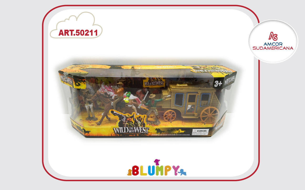 SET  WILD WEST CON CARRUAJE Y FIGURAS EN CAJA VISOR