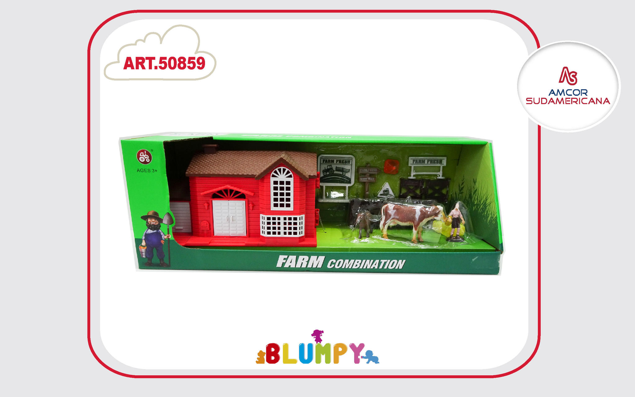 SET DE GRANJA GDE CON GRANERO, ANIMALES Y ACC. EN CAJA VISOR