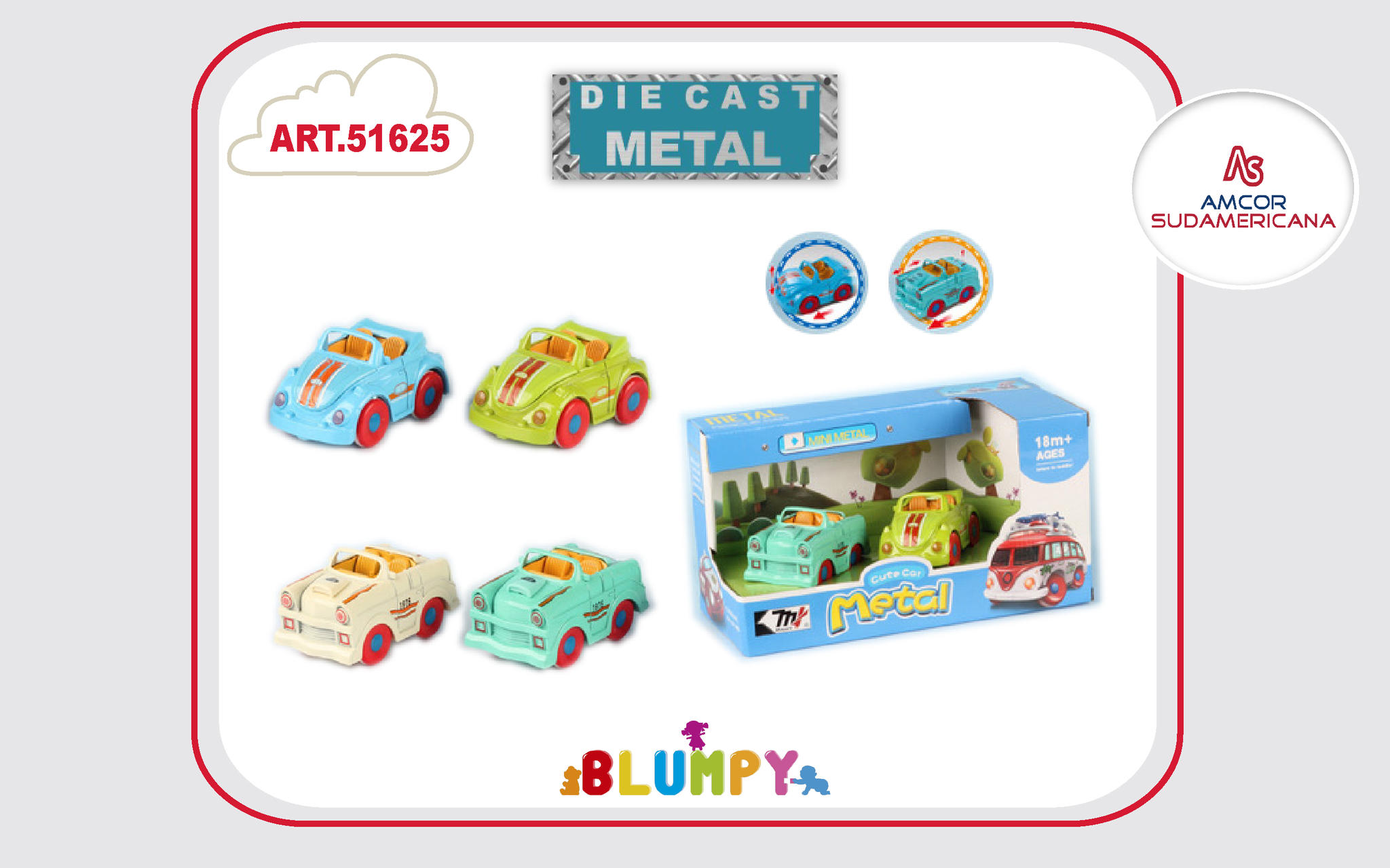 SET 2 AUTITOS CLASICOS A FRICCION DE METAL .EN CAJA VISOR