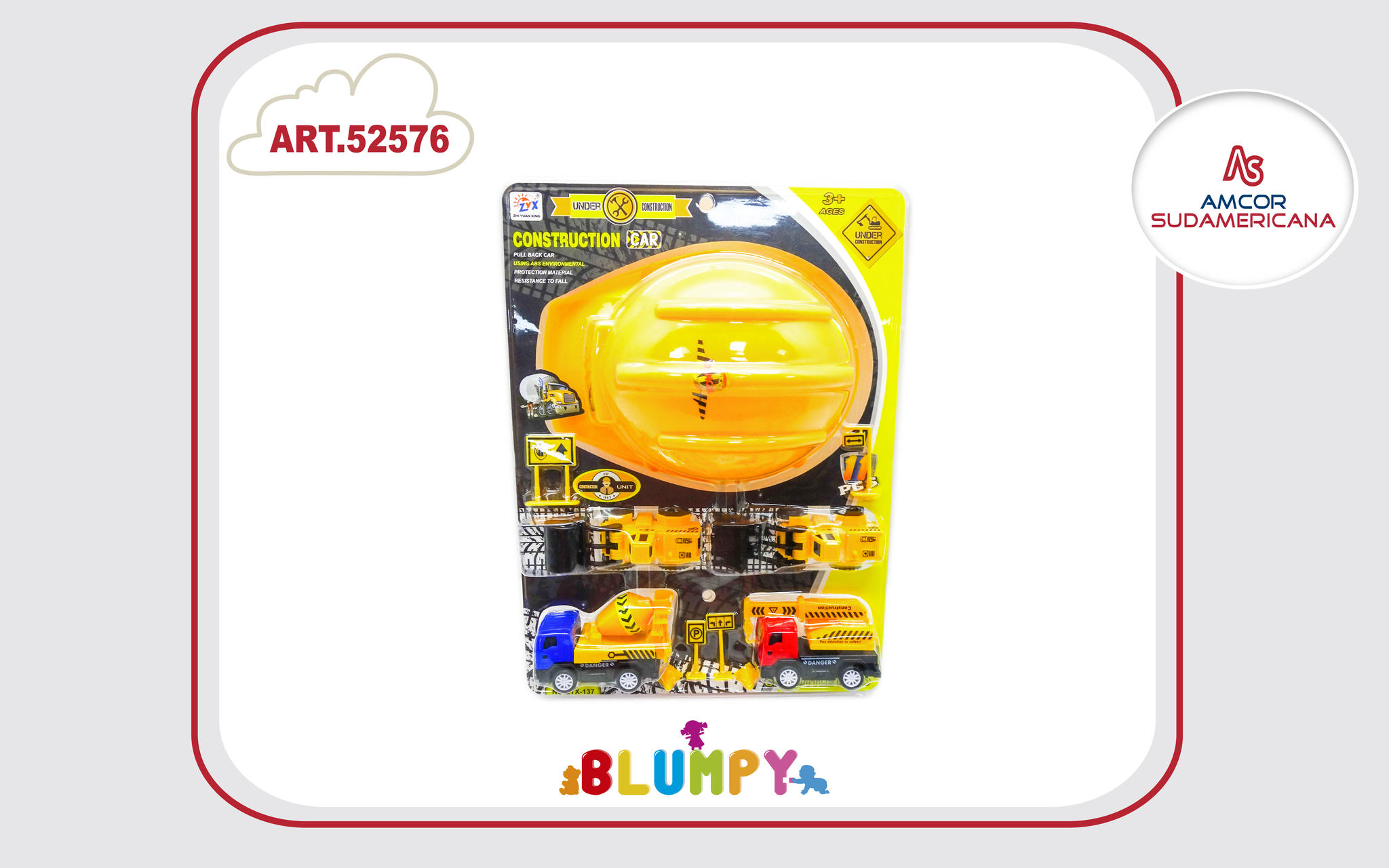 SET CONSTRUCCION C/CASCO HELICOPTERO , CAMIONES DE CONSTRUCCION Y ACCESORIOS EN DOBLE BLISTER.