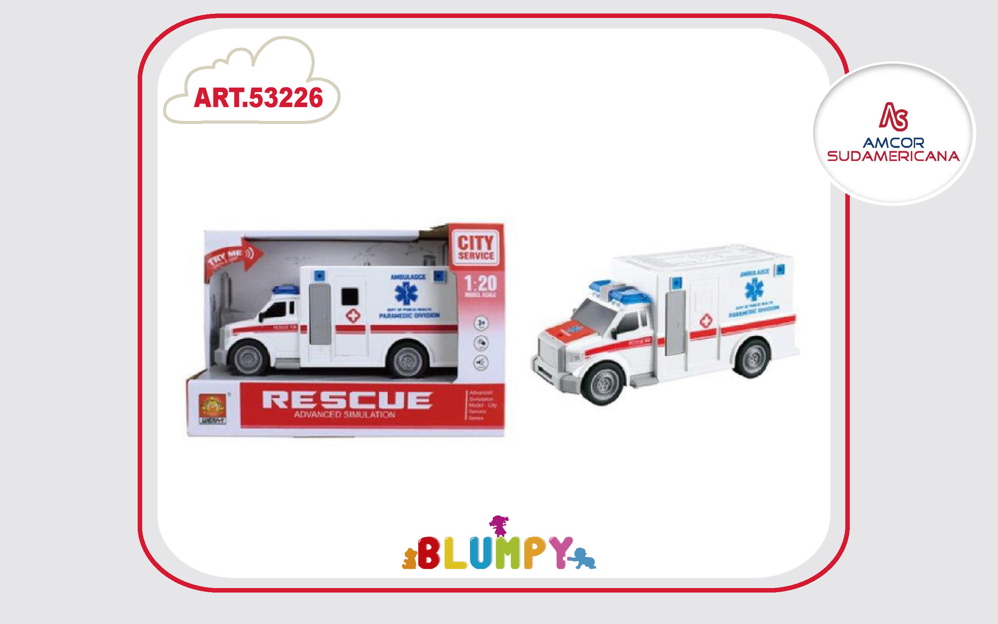 AMBULANCIA CON LUCES Y SONIDOS EN ESTUCHE.