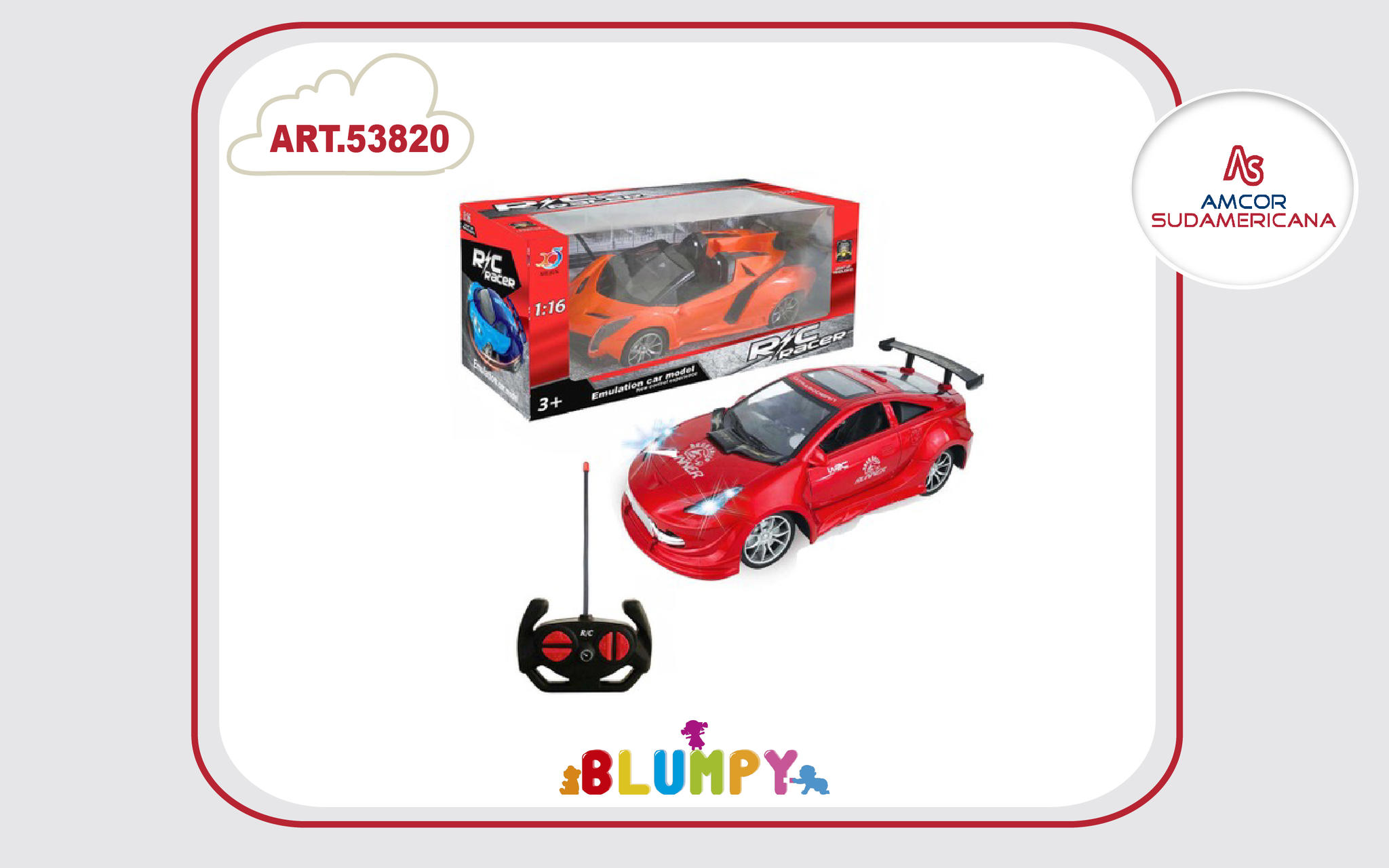 AUTO DEPORTIVO CONTROL REMOTO FULL 4 CANALES, EN DOS MODELOS. EN CAJA VISOR