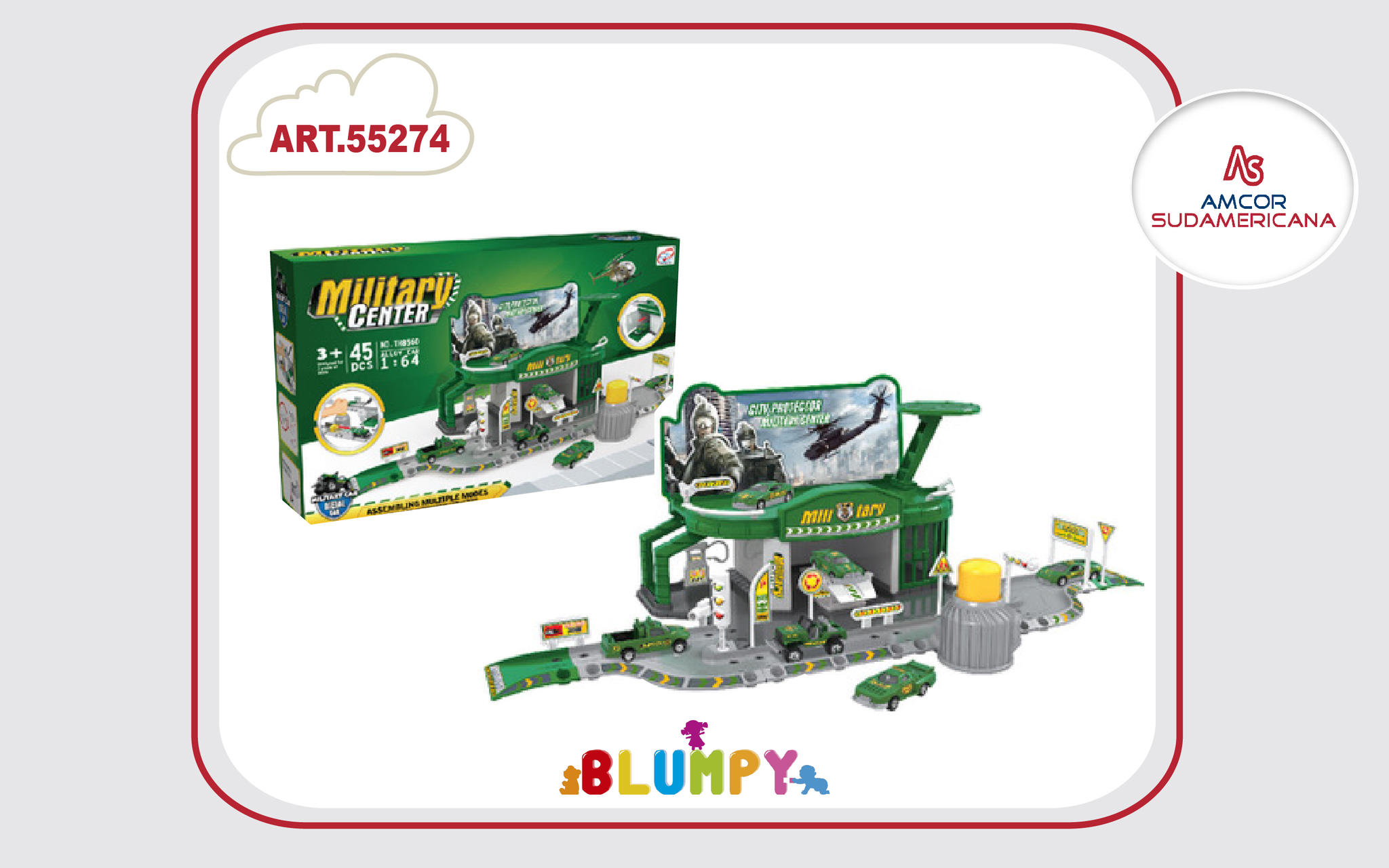 PLAYSET MILITAR ESTACIONAMIENTO 45 PZAS Y AUTOS METAL EN CAJA