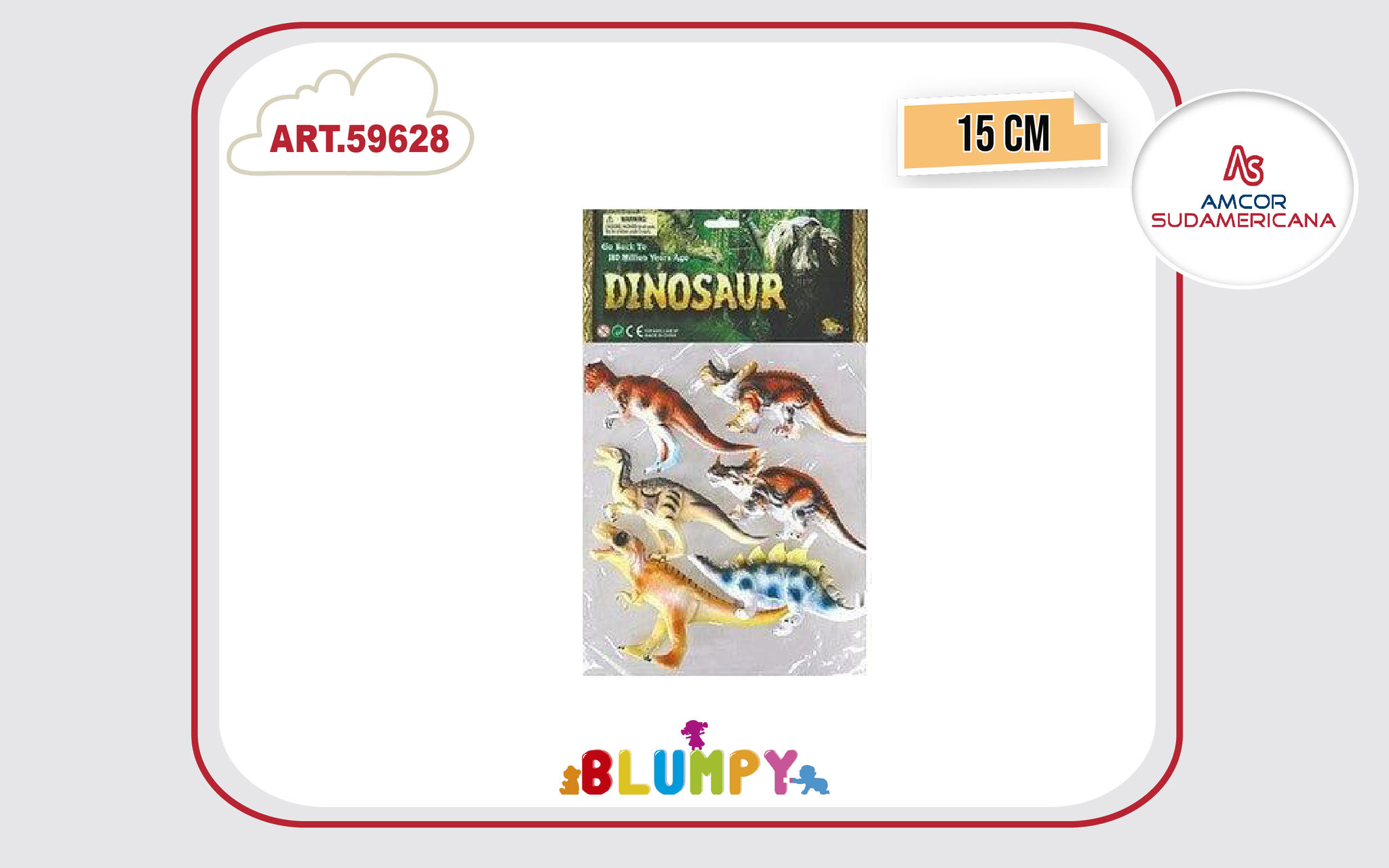 6 DINOSAURIOS  DE 15 CM EN BOLSA