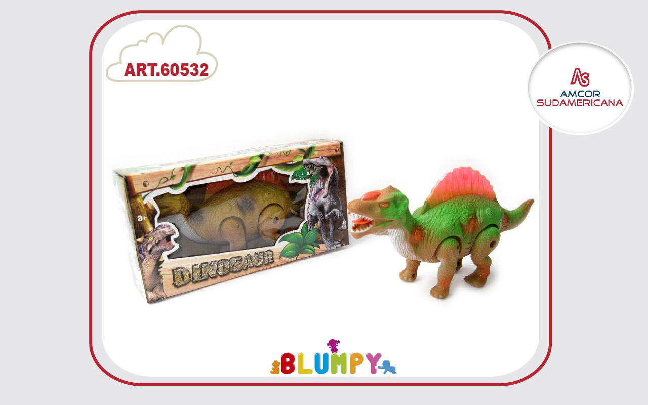 DINOSAURIO SPINOSAURUS A PILA CON LUZ, SONIDO Y MOVIMIENTO DE 26 CM. EN CAJA VISOR