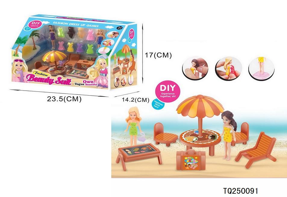 SET PLAYA CON 2 MUNECAS Y ACCESORIOS