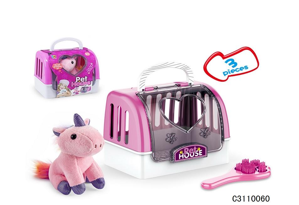 CUCHA CON UNICORNIO DE PELUCHE Y ACCESORIOS
