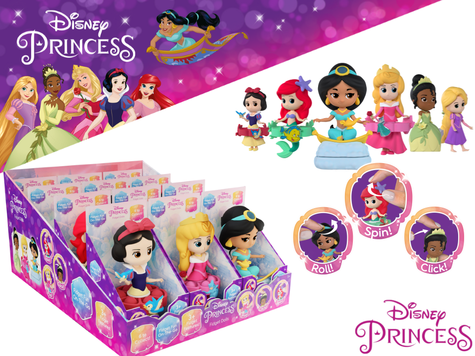 DISPLAY X 12 PRINCESAS DISNEY CON DIFERENTES FIDGETS Y LLAVERO. 6 MODELOS SURTIDOS