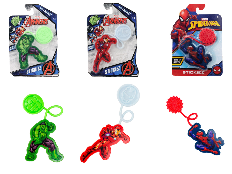 DISPLAY X 24 MARVEL STICKY HANDS - 3 ESTILOS SURTIDOS
