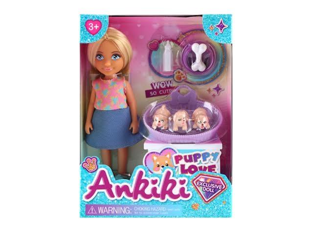 MUÑECA ANKIKI CON MASCOTAS. EN CAJA VISOR