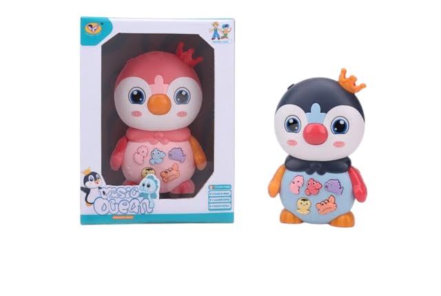 PINGUINO ORGANO CON LUZ Y MUSICA. 2 COLORES. EN CAJA VISOR