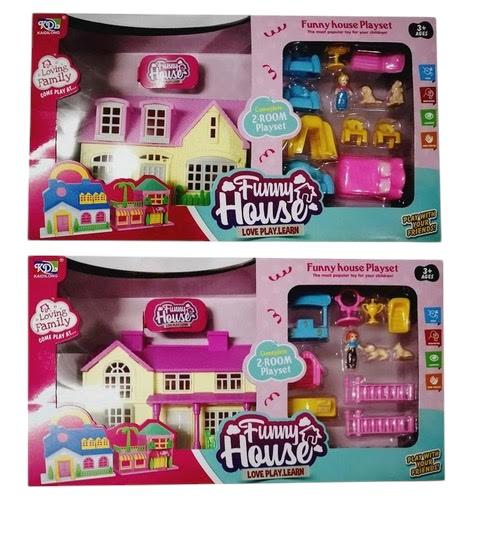 SET CASA DE MUÑECAS CON ACCESORIOS. 2 MODELOS. EN CAJA VISOR