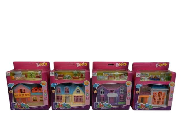SET CASA DE MUÑECAS CON ACCESORIOS. 4 MODELOS. EN CAJA VISOR