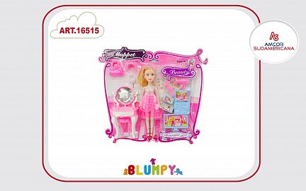 SET MUÑECA FASHION CON MOBILIARIO  Y ACCESORIOS EN BLISTER