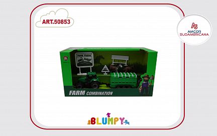 SET DE GRANJA MEDIANO  CON TRACTOR Y REMOLQUE PARA CABALLOS Y ACC.EN CAJA VISOR
