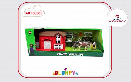 SET DE GRANJA GDE CON GRANERO, ANIMALES Y ACC. EN CAJA VISOR