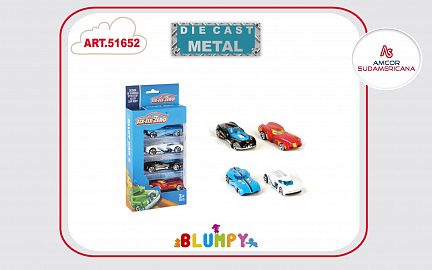 AUTITOS DE METAL 8 CM X 4 UNIDADES SURTIDOS EN CAJA  VISOR