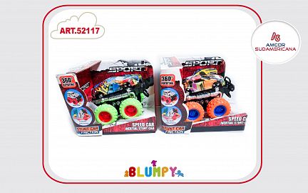AUTO PATON MONSTER ACROBATICO 360° DE 13 CM A FRICCION DOS MODELOS EN ESTUCHE