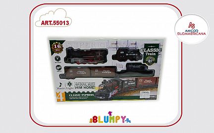 SET TREN CLASICO GDE CON LUCES Y SONIDOS. 16 PZAS. EN CAJA VISOR