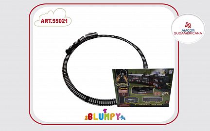 SET TREN CLASICO MEDIANO CON LUZ Y SONIDO 11PCS. EN CAJA VISOR