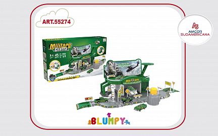 PLAYSET MILITAR ESTACIONAMIENTO 45 PZAS Y AUTOS METAL EN CAJA