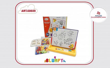PIZARRA MAGNETICA PARA ESCRIBIR Y DIBUJAR CON LAPIZ Y BORRADOR, IMANES, STICKERS EN CAJA