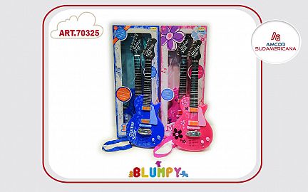 GUITARRA ROCKERA A PILA CON LUZ Y SONIDOS  P/COLGAR 2 COLORES EN CAJA VISOR