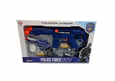 SET DE ARMAS DE POLICIA CON ACCESORIOS. EN CAJA VISOR