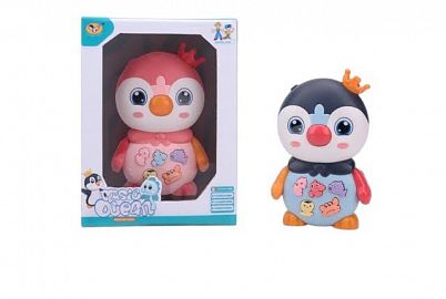 PINGUINO ORGANO CON LUZ Y MUSICA. 2 COLORES. EN CAJA VISOR