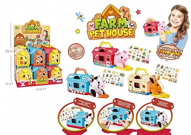 DISPLAY X 12 ANIMALES DE LA GRANJA DE PELUCHE, CON TRANSPORTADORA Y STICKERS. VARIOS MODELOS