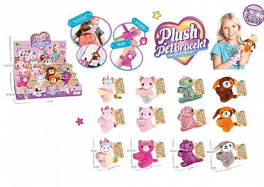 DISPLAY X12 ANIMALES DE PELUCHE BRAZALETE . VARIOS MODELOS