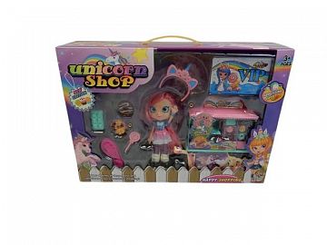 UNICORN SHOP: MUÑECA CON CARRITO DE VENTA DE HELADOS. 2 MODELOS.EN CAJA VISOR.