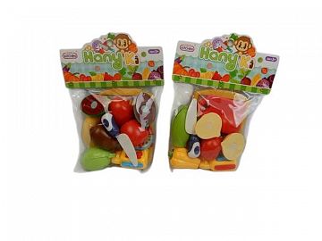 FRUTAS Y VEGETALES CON VELCRO PARA CORTAR. INCLUYE CAJA REGISTRADORA, CUCHILLO Y TABLA